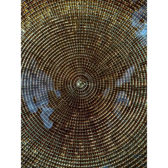 Bronze Gold Art Glass Design Large Centerpiece Scalloped Edge Bowl-16" Diameter! - Picture 5 of 10